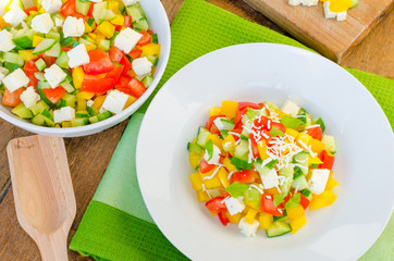 Bulgarian salad with feta cheese