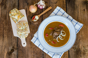 Beef goulash with homemade dumplings