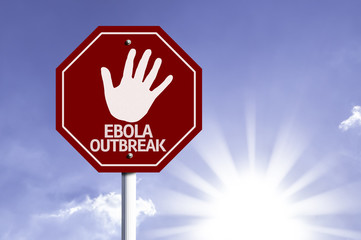 Stop Ebola Outbreak red sign with sun background