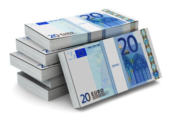 Stacks of 20 Euro banknotes
