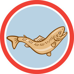 Trout Rainbow Jumping Circle Cartoon