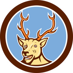 Stag Deer Happy Head Circle Cartoon