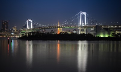 Fototapeta na wymiar Tokyo Bay at Rainbow Bridge