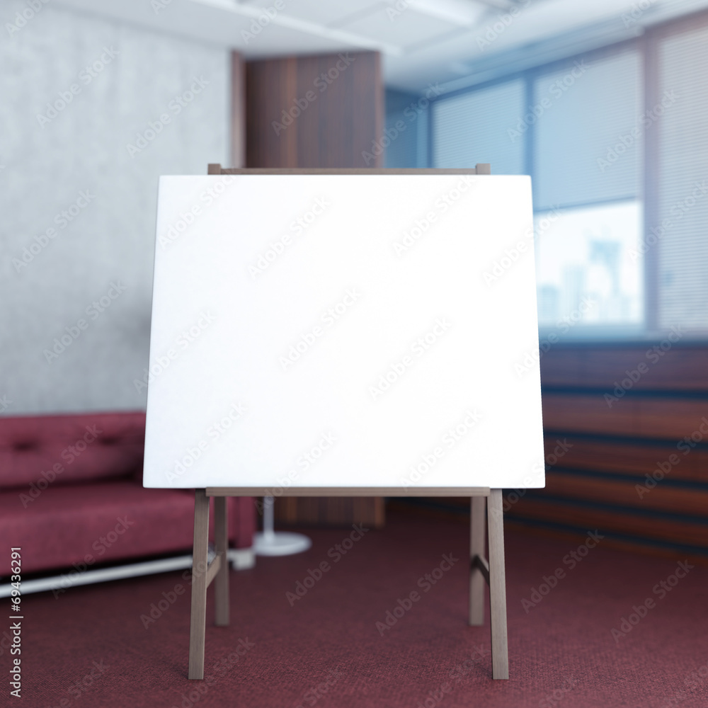 Poster easel with blank canvas