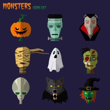 Monsters set of icons