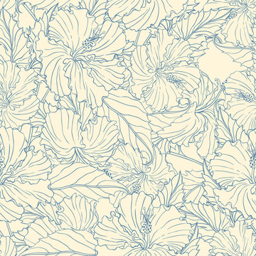 blue pattern with hibiscus