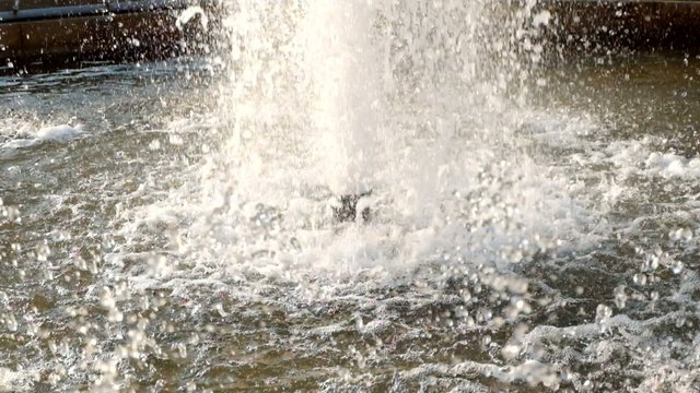 Close-up of an old fountain with dripping water and blurred
