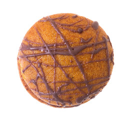 Round gingerbread cookie on white background