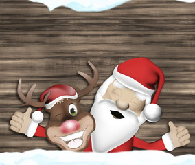 Santa and Reindeer Happy