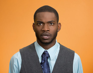 speechless, insulted shocked, stunned surprised young man