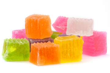 Group of Colorful Thai Dessert (Kanom Wun Grob)