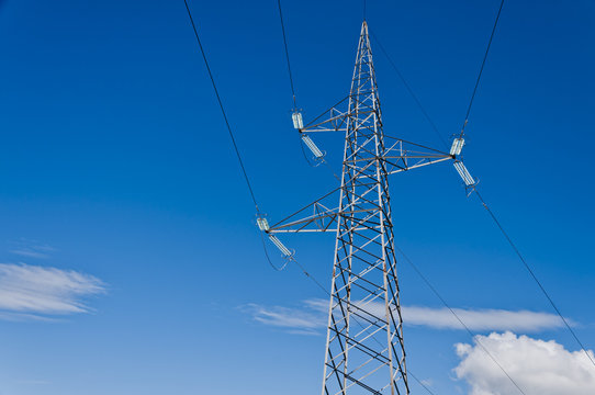 Electric Transmission Tower With Blue Sky - DSC6126