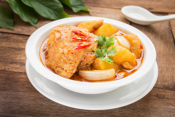 Chicken mussaman curry in bowl