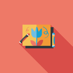 crayons drawing flat icon with long shadow,eps10