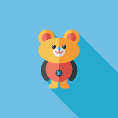 teddy bear flat icon with long shadow