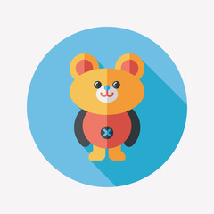 teddy bear flat icon with long shadow