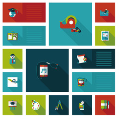 back to school flat ui background set, eps10