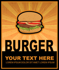 Burger grunge retro poster
