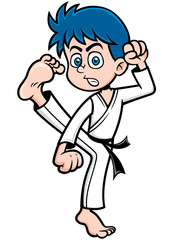 Vector illustration of Boy Karate kick