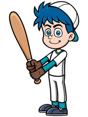 Vector illustration of Cartoon Baseball Player Ready to Bat