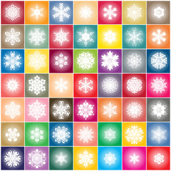 Snowflake icon on light colorful squares