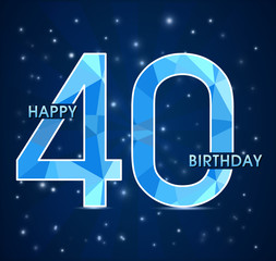 40 year birthday, 40th anniversary polygon emblem
