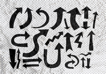 Arrow  and Hand drawn sketch arrows collection on wall texture b