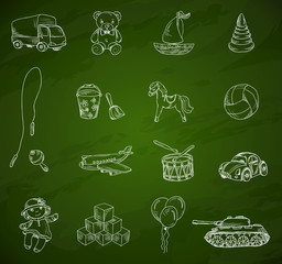Toys chalkboard sketch set
