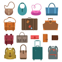 Bags colored icons set