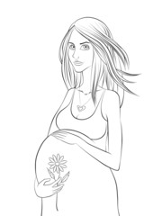 pregnant woman with a flower in the hand