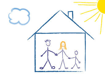 Obraz premium Familie mit Haus