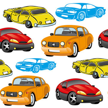 Vector seamless background. Cars.