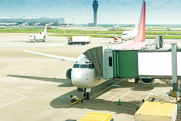 The plane at the airport on loading