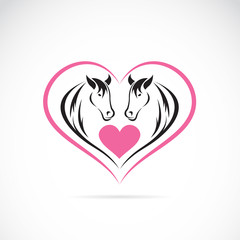 Vector image of two horses on a heart shape