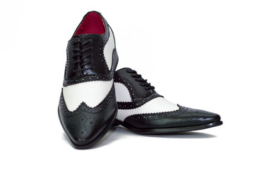 Black and white gangster shoes