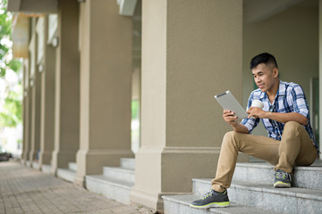 Man with digital tablet