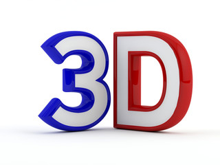 three dimensional - 3D text - Blue and red outline