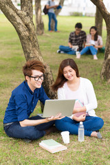 Fototapeta na wymiar Couple with laptop