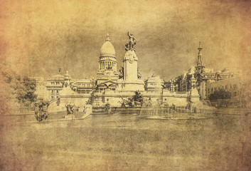 Vintage image of National Congress building, Buenos Aires, Argen