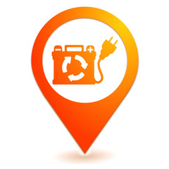 recharge batterie sur symbole localisation orange