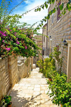 Fototapeta Narrow stone street in Hvar