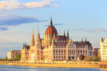 Obraz premium Hungarian Parliament in Budapest, World Heritage Site by UNESCO