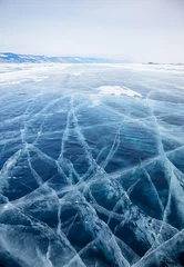 Crédence de cuisine en verre imprimé Hiver Glace du Baïkal en hiver
