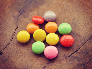 colorful chocolate coated candy old retro vintage style