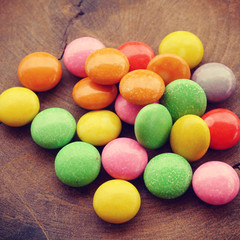 colorful chocolate coated candy old retro vintage style