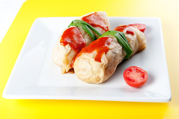 stuffed cabbage in tomato sauce - a dish of Polish cuisine