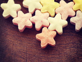 Colorful candy stars old retro vintage style