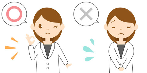 マルとバツを表現する医療系の現場で働く女性