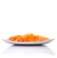 Different style of chopped carrots in a plate 