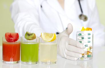 Doctor nutritionist in office with healthy fruits diet concept